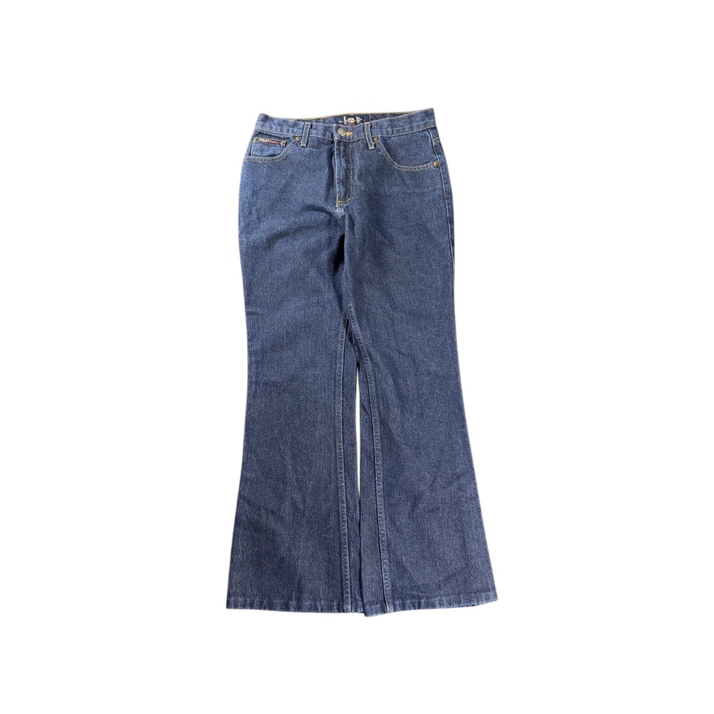 Y2k Vintage lei Life Energy Intelligence Flare Jeans Womens 9 Dark Wash Denim